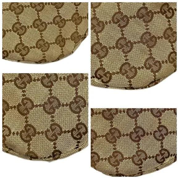 GUCCI GG/Bamboo Beige Light Blue Jacquard Leather Handbag 525-060625